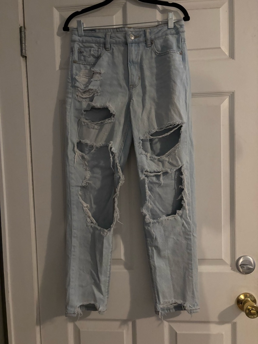 American Eagle Outfitters Light Blue Ripped Slim Straight Jeans